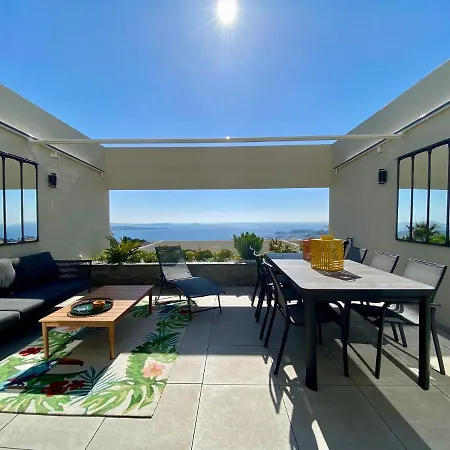 Superbe T2 44M2 - Grande Terrasse Vue Mer Panoramique Exceptionnelle Piscine - Parking Bandol Exterior photo
